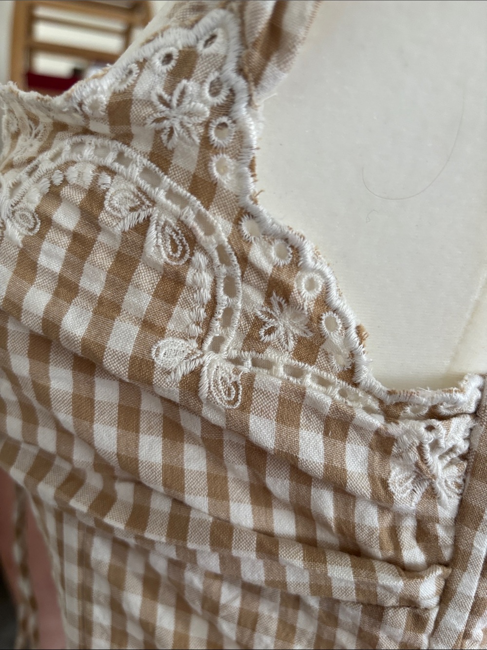 NWT S For Love & Lemons That’s Amor tan Gingham Mini Dress sweetheart corset - Picture 12 of 12